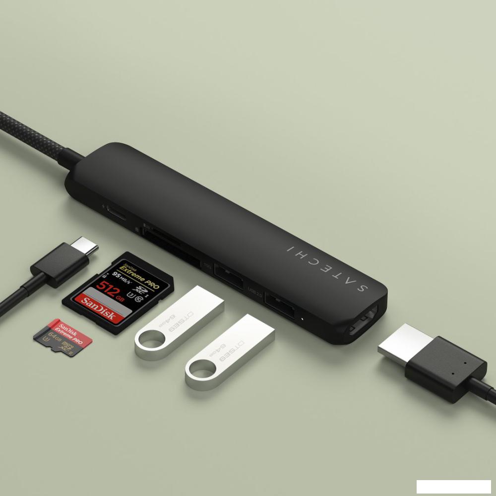 Док-станция Satechi 6-in-1 USB-C Slim Multiport Adapter ST-P6SK (черный)