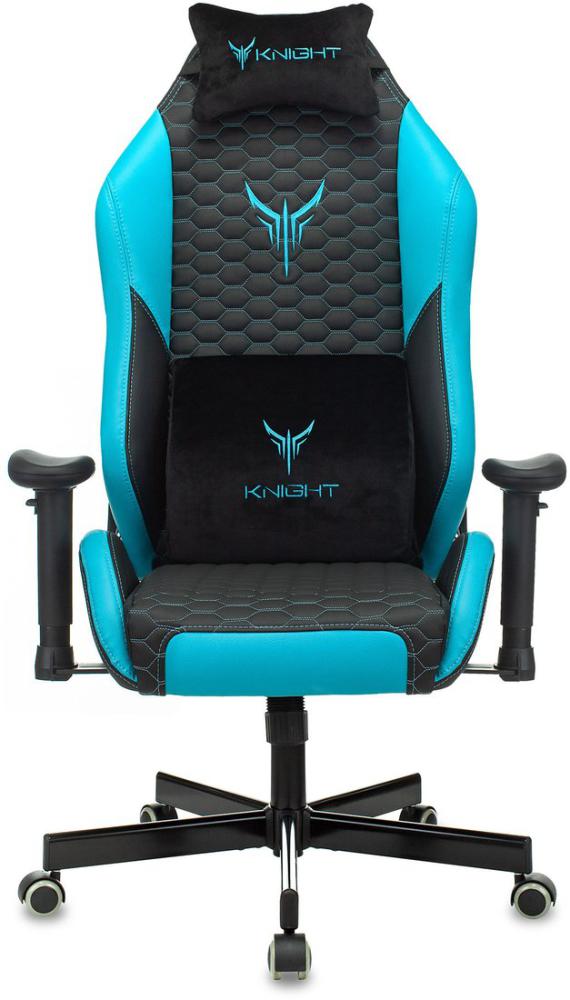 Игровое (геймерское) кресло Бюрократ Knight Neon (черный/голубой экокожа)
