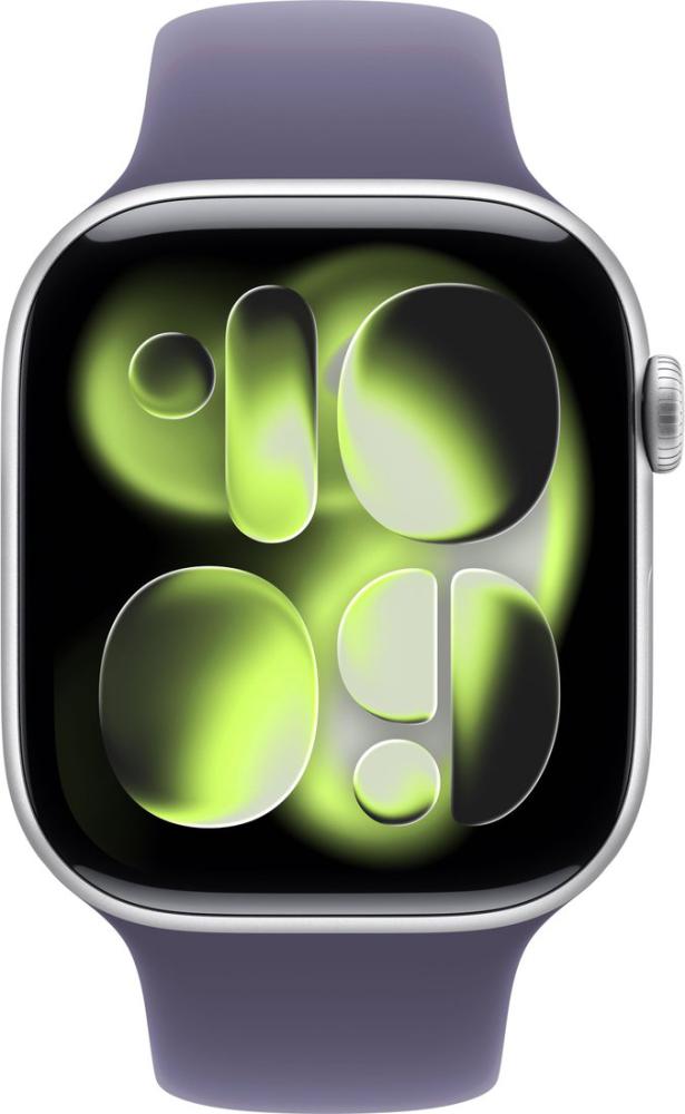 Умные часы Apple Watch Series 11 46 мм (алюминиевый корпус, серебристый/фиолетовый туман, спортивный силиконовый ремешок M/L)