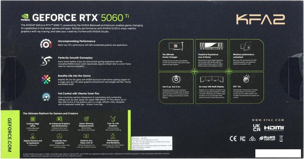 Видеокарта KFA2 GeForce RTX 5060 Ti Core OC 16GB 56IZN8MHDQDK