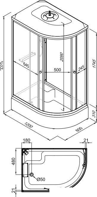 Душевая кабина Triton Коралл B 120x80 L