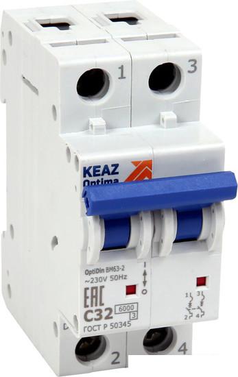 Выключатель автоматический КЭАЗ 2P C 50А 6кА OptiDin BM63-2C50-УХЛ3 260608