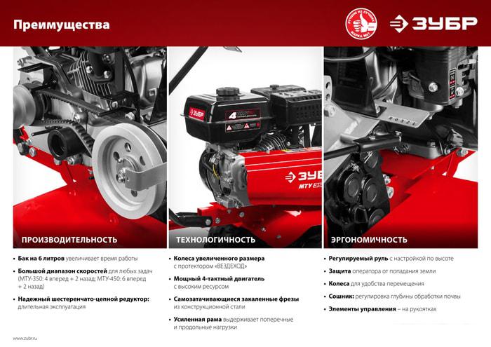 Мотоблок бензиновый Зубр МТУ-450