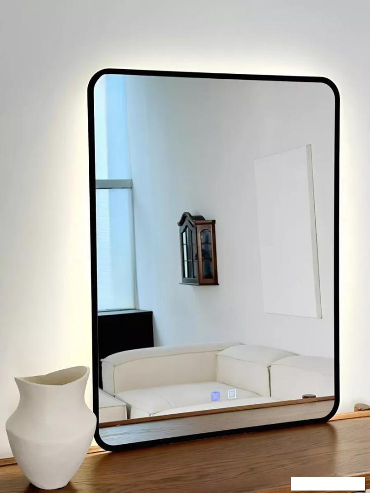 Зеркало с подсветкой  eMZe 60x80 LED.UV.SMART.60.80.CHE.AF.4K (черный с УФ-окантовкой и подсветкой)