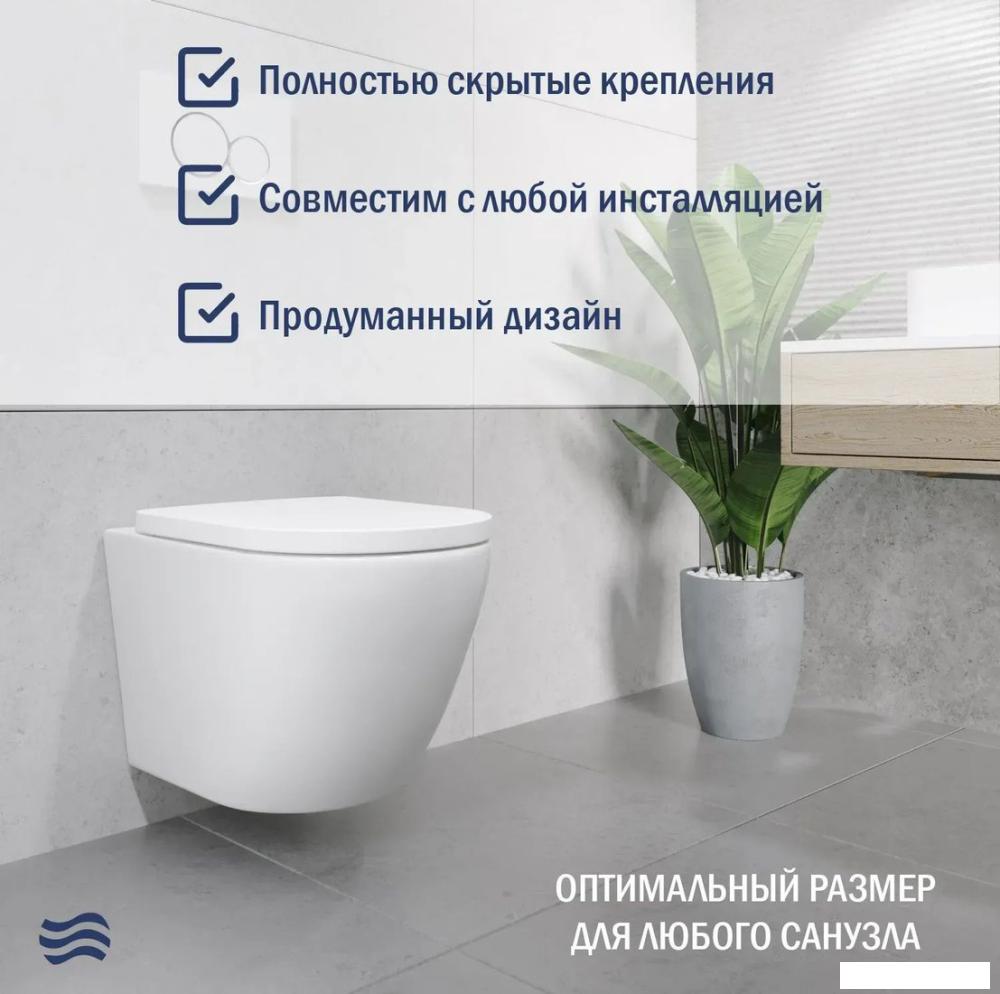 Унитаз подвесной Lauter Vortex 2110830+GROHE Solido 38811KF0+37131000 с кнопкой (прямоугольная, черный)