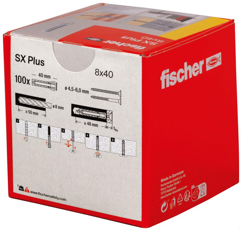 Дюбель универсальный Fischer SX Plus 8X40 568008 (100 шт)