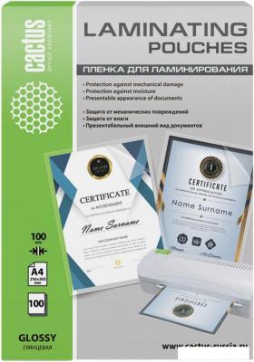 Пленка для ламинирования CACTUS глянцевая A4, 100 мкм, 100 л