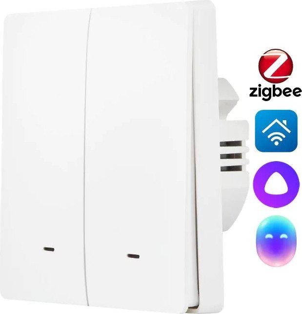 Умный выключатель Hommyn zigbee 2 клавиши SWZBNN02W (без нейтрали)