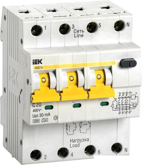 Дифференциальный автомат IEK АВДТ 34 20А 30мА MAD22-6-020-C-30