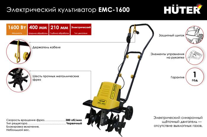 Мотокультиватор электрический Huter EMC-1600