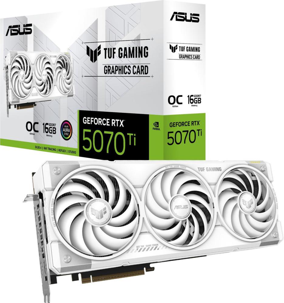 Видеокарта ASUS TUF Gaming GeForce RTX 5070 Ti 16GB GDDR7 White OC Edition TUF-RTX5070TI-O16G-WHITE-GAMING