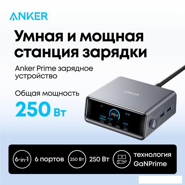 Сетевое зарядное Anker Prime A2345 250W GaN Charging Station (черный)