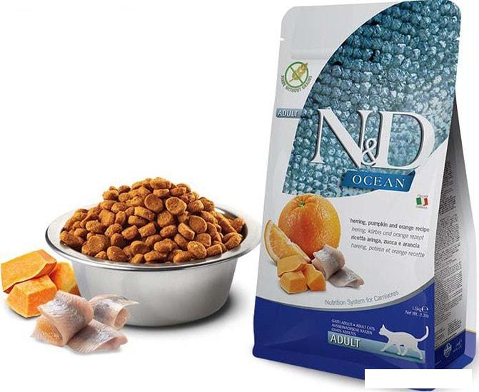 Сухой корм для кошек Farmina N&amp;D Grain Free Ocean Pumpkin Herring &amp; Orange (Сельдь с морской тыквой и апельсином) 5 кг