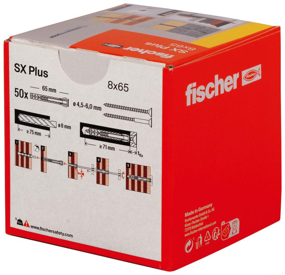 Дюбель универсальный Fischer SX Plus 8X65 568108 (50 шт)