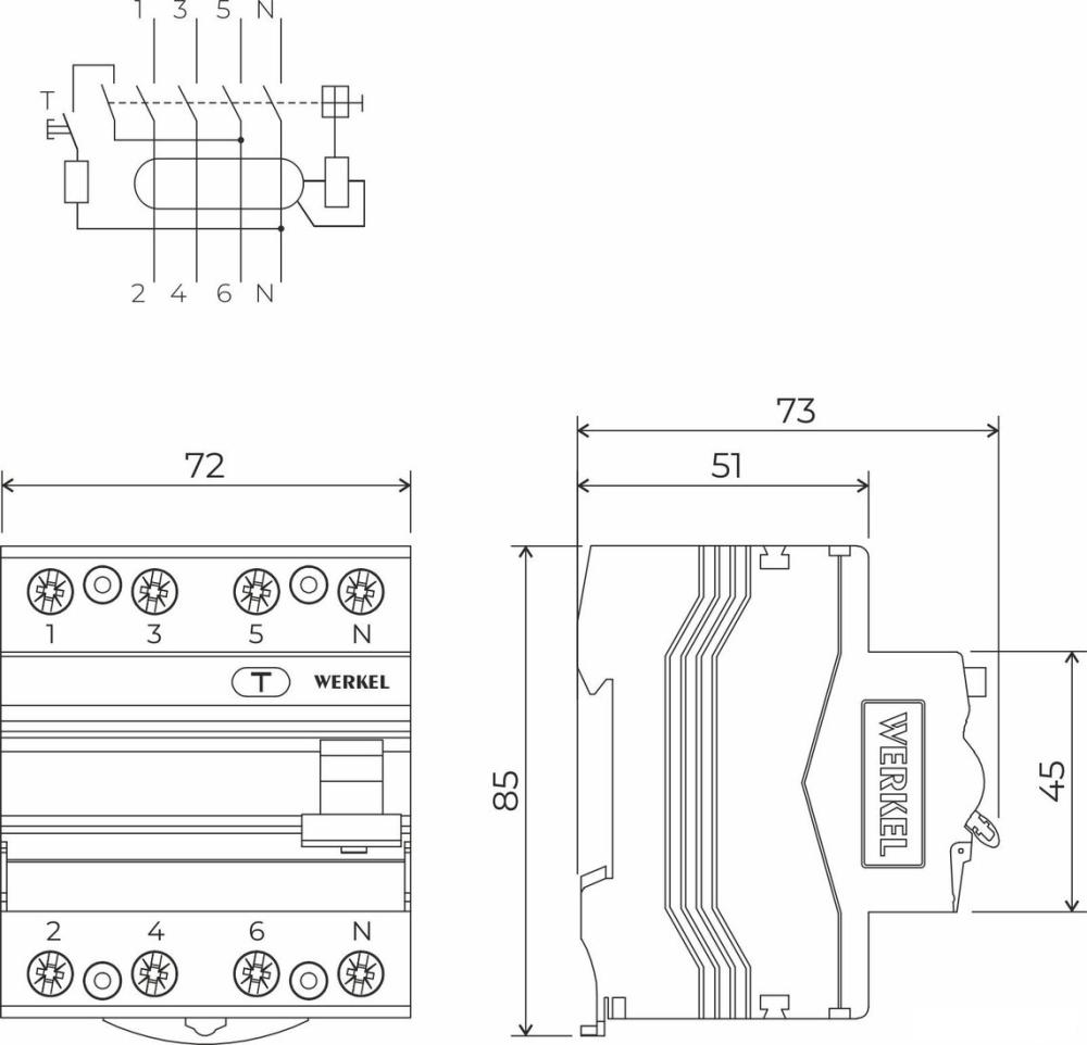 Устройство защитного отключения Werkel 3P+N 63 A 30m А АС 6 kА W914P636