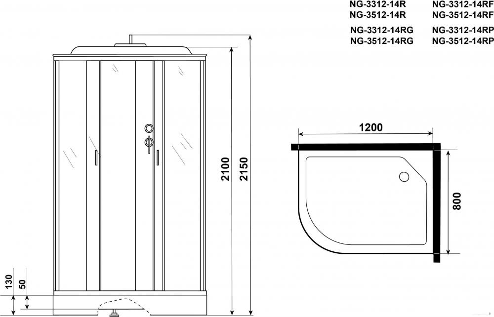 Душевая кабина Niagara NG-3512-14RP 120x80