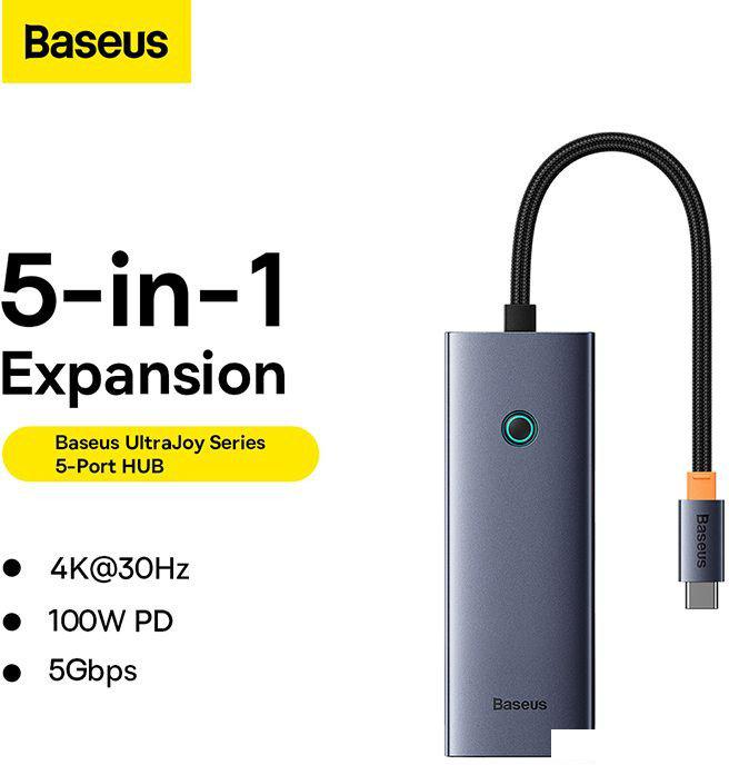 Док-станция Baseus UltraJoy Series 5-Port Hub Docking Station B00052801811-00