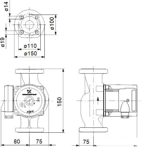 Циркуляционный насос Grundfos UP 40-50 F B 250