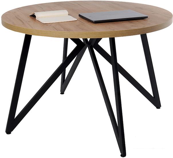 Кухонный стол Millwood Женева Л D90x75 (36 мм, дуб золотой Craft/черный)