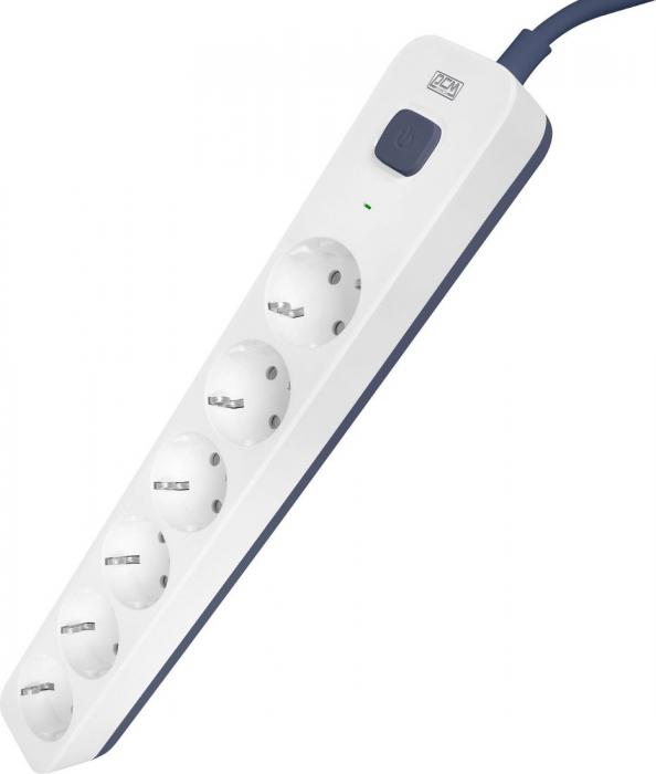 Стабилизатор Powercom SP-06W (3м, 6 розеток, белый/серый)