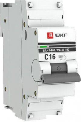 Выключатель автоматический EKF PROxima ВА 47-100 1P 16А (C) 10kA mcb47100-1-16C-pro