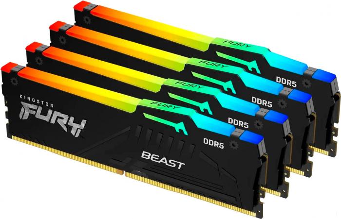 Оперативная память Kingston FURY Beast RGB 4x16ГБ DDR5 6000 МГц KF560C40BBAK4-64