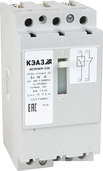 Выключатель автоматический КЭАЗ 25А 12Iн АЕ2046М-100 У3 400В AC 104621