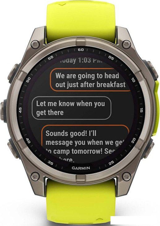 Умные часы Garmin Fenix 8 Solar, Sapphire 47мм (титановый серый с желтым ремешком)