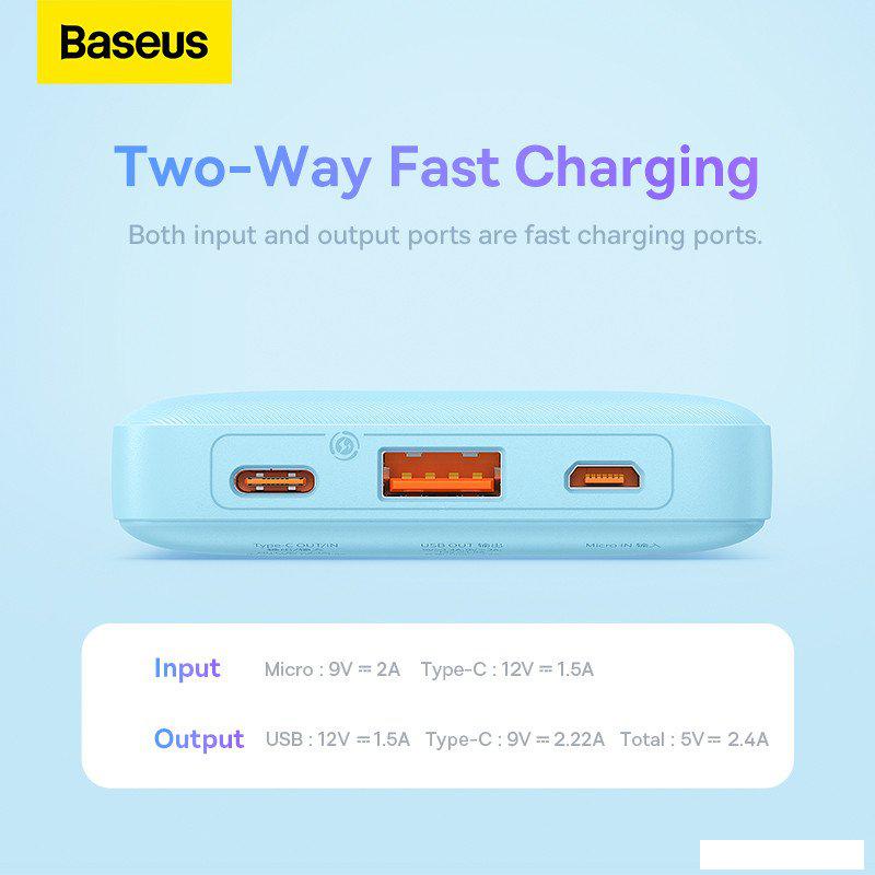 Внешний аккумулятор Baseus Airpow Fast Charge Power Bank 20W 20000mAh (голубой)