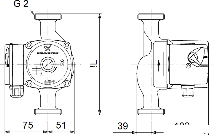 Циркуляционный насос Grundfos UPS 32-40 180