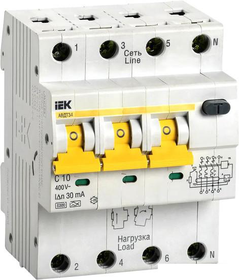 Дифференциальный автомат IEK АВДТ 34 C10 30мА MAD22-6-010-C-30