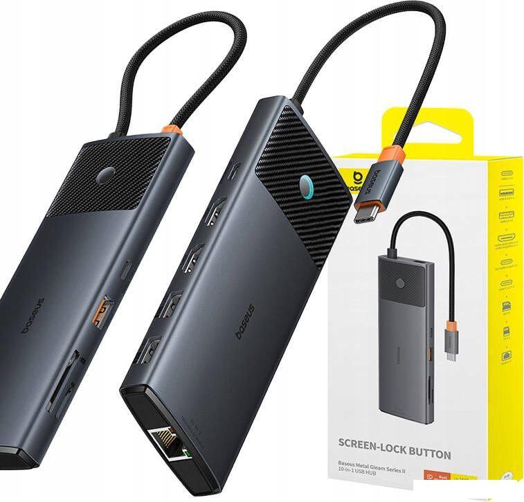 Док-станция Baseus Metal Gleam Series II 10-in1 USB Hub B00061800123-00