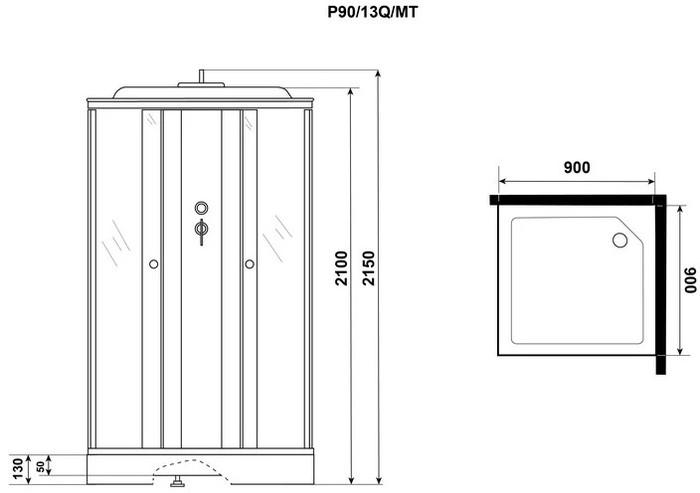 Душевая кабина Niagara Promo P90/13Q/MT 90x90x215