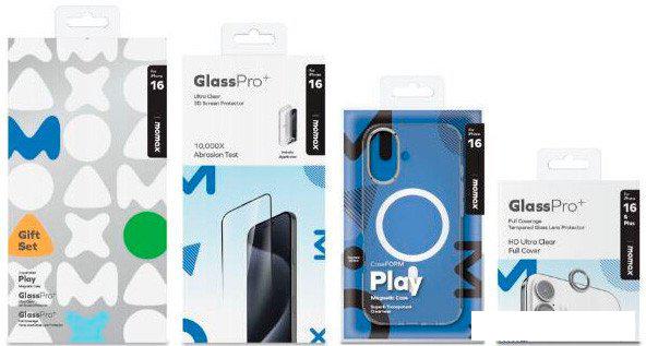 Чехол для телефона Momax Protection Bundle Set для iPhone 16 MXAP24STGS