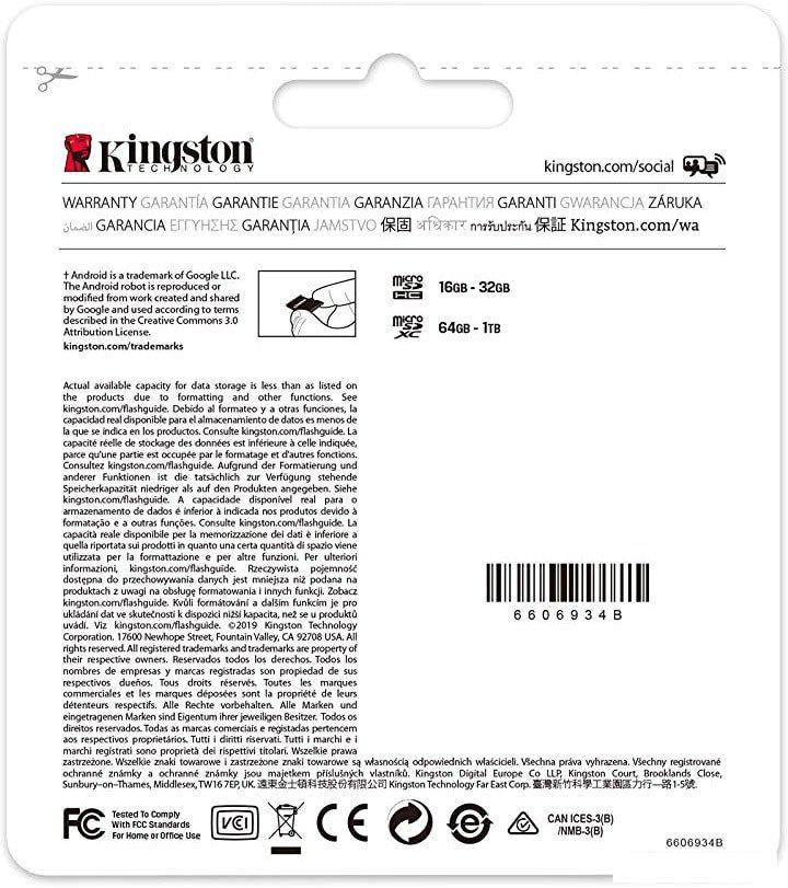 Карты памяти Kingston Canvas Select Plus microSDXC 128GB SDCS2/128GBSP