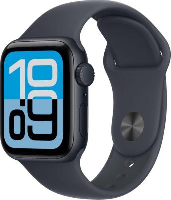 Умные часы Apple Watch SE 3 40 мм (алюминиевый корпус, полуночный/полуночный, спортивный силиконовый ремешок M/L)
