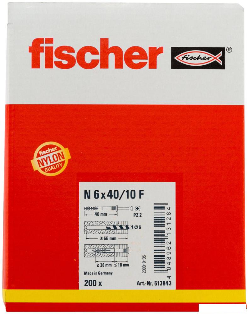Дюбель-гвоздь Fischer N 6 x 40/10 F 513843 (200 шт)