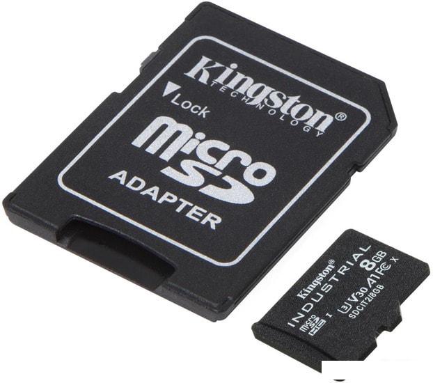 Карта памяти Kingston Industrial microSDHC 8GB SDCIT2/8GB (с адаптером)