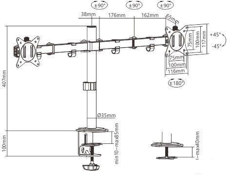 Кронштейн для монитора Gembird MA-D2-01