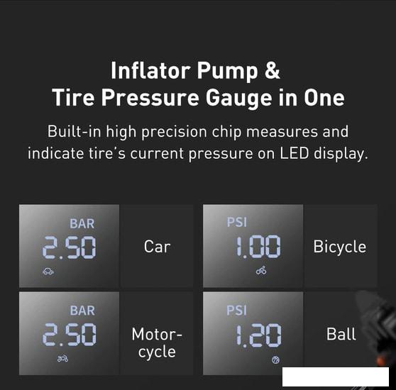 Автомобильный компрессор Baseus Super Mini Inflator Pump CRCQ000001
