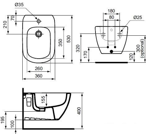 Биде Ideal Standard Tesi T355201