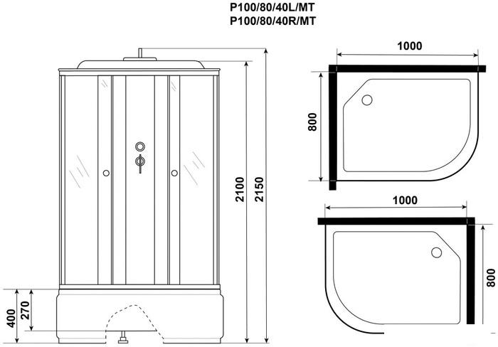 Душевая кабина Niagara Promo P100/80/40L/MT 100x80x215
