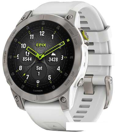 Умные часы Garmin Epix Sapphire Gen 2 (серебристый титан/белый)