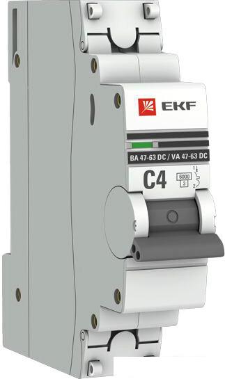 Выключатель автоматический EKF PROxima 1P 4А (C) 6кА ВА 47-63 DC mcb4763-DC-1-04C-pro