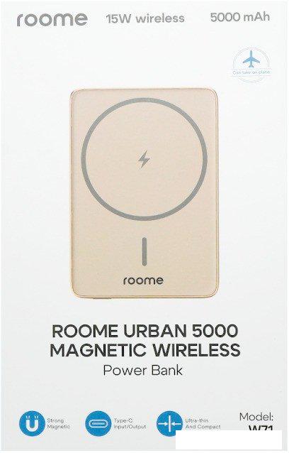 Внешний аккумулятор Roome Urban W71 5000mAh Magnetic Wireless (золотистый)