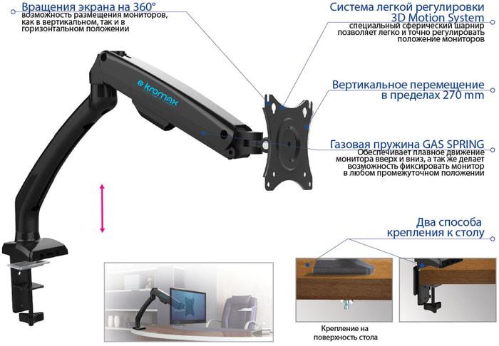 Кронштейн для монитора Kromax OFFICE-8 (черный)
