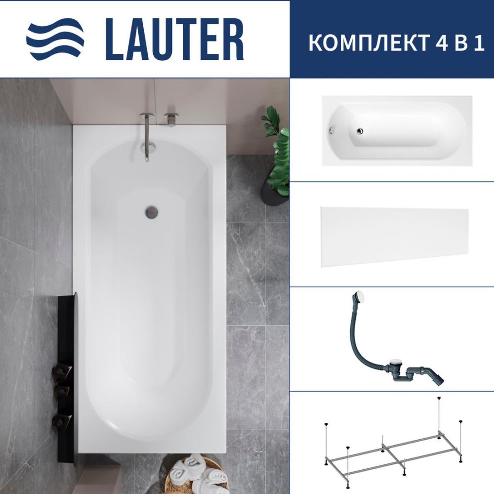 Ванна Lauter Haven 150 /21202005 (с каркасом, лицевым экраном белого цвета и сифоном 21Y31002 белый)
