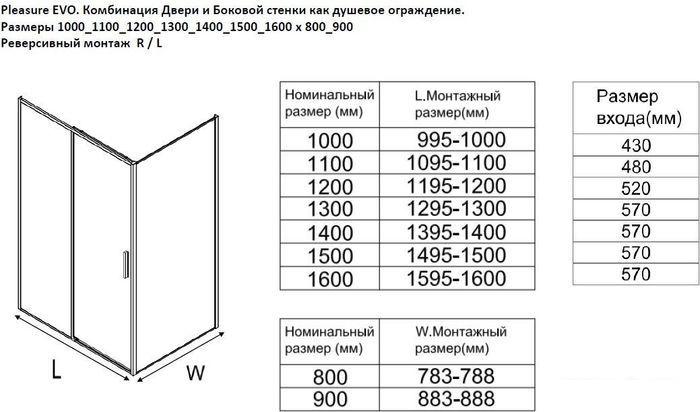 Душевой уголок Aquanet Pleasure Evo 100 AE65-100x80-BT (черный анодированный)