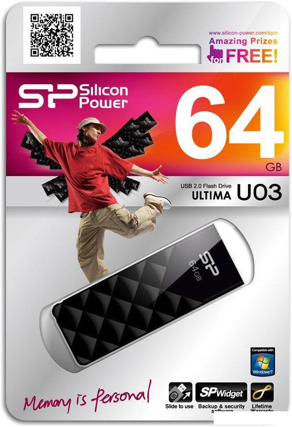USB Flash Silicon-Power Ultima U03 Black 64GB (SP064GBUF2U03V1K)