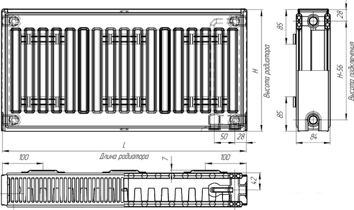Стальной панельный радиатор Лидея ЛК 21-508 тип 21 500x800